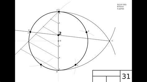 Dividir la circunferencia en 5 partes iguales según el método de tales