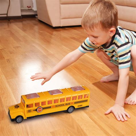 Electric Yellow School Bus Toy Battery Operated Bump And Go Long Nose