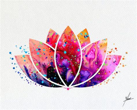 Lotus Flower Yoga Symbol Watercolor Illustrations Art Print Poster ...