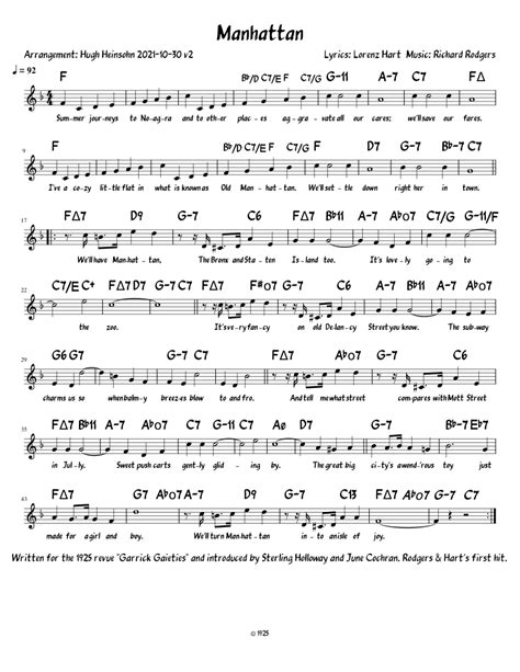 Manhattan Sheet Music For Piano Solo Download And Print In Pdf Or Midi Free Sheet Music