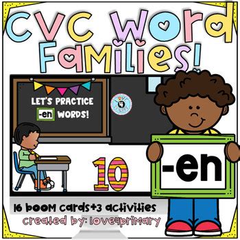 CVC EN Word Families Boom Cards Distance Learning By Love 4 Primary