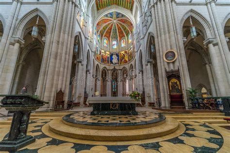 Wide Angle View of Catedral De La Almudena Interior Ceiling. Catholic ...