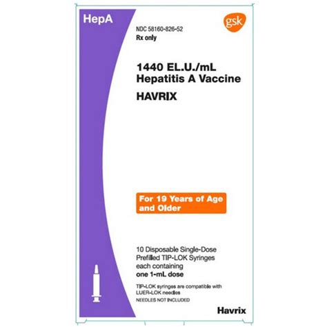 Havrix Hepatitis A Vaccine 1440 EL U ML 1mL Prefilled Syringe W O