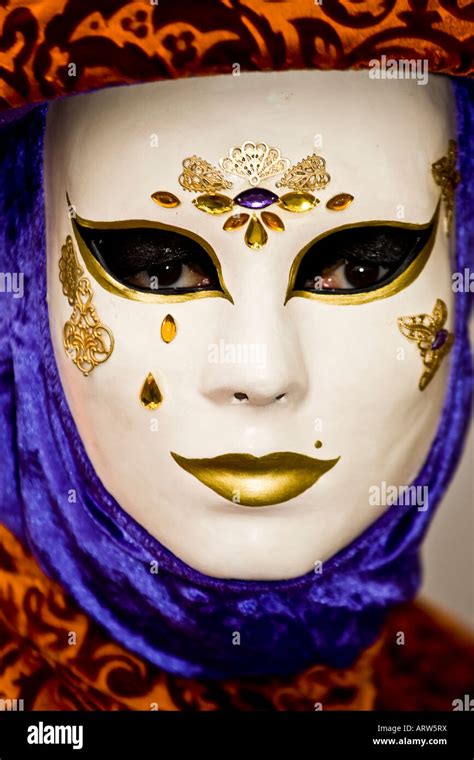 Portrait Of A Person Dressed In Carnival Costume And Mask Venice