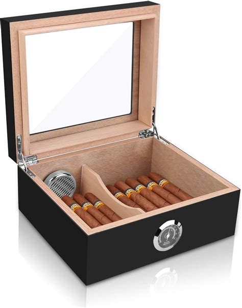 Buy Cigar Humidor Spanish Cedar Wood Cigar Desktop Box Glass Top For