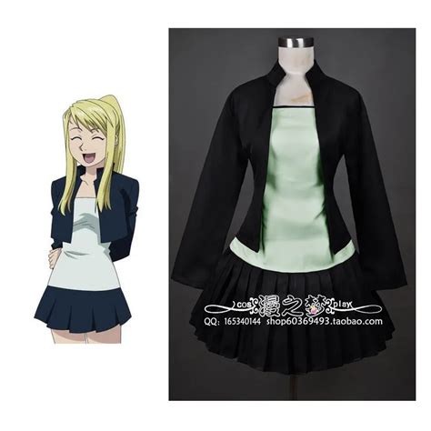 2016 Hot Anime Fullmetal Alchemist Winry Rockbell Cosplay Costume Uniform Any Size In Anime