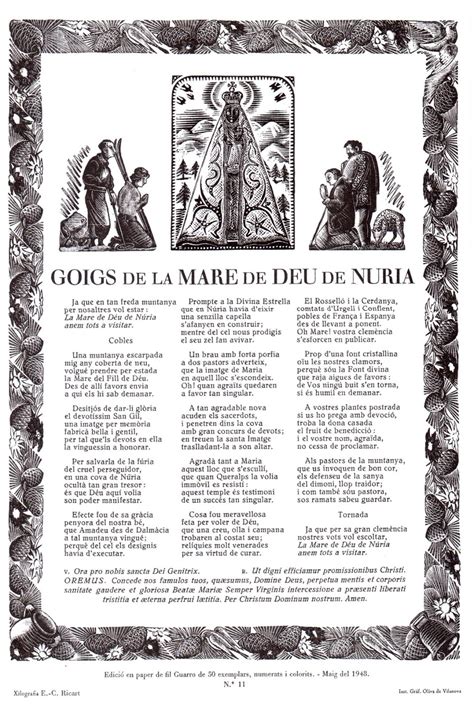 Goigs a la Mare de Déu de Núria Santuari de Núria Ripollès Girona