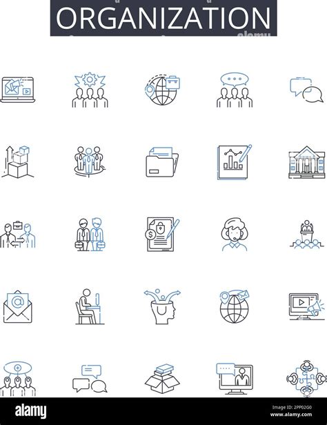 Organization Line Icons Collection Establishment Company Enterprise