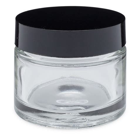 1 Oz Clear Glass Thick Base Jars W Black Cap Berlin