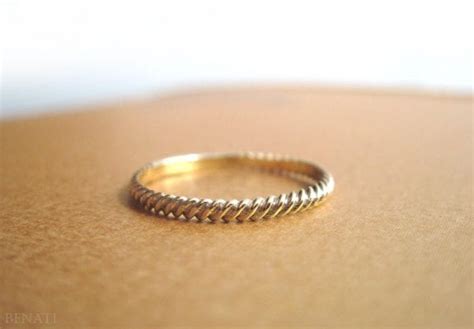 Gold Braided Rope Ring Gold Rope Wedding Band Benati