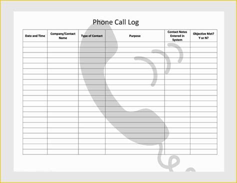 Free Call Log Template Of 40 Printable Call Log Templates In Microsoft ...