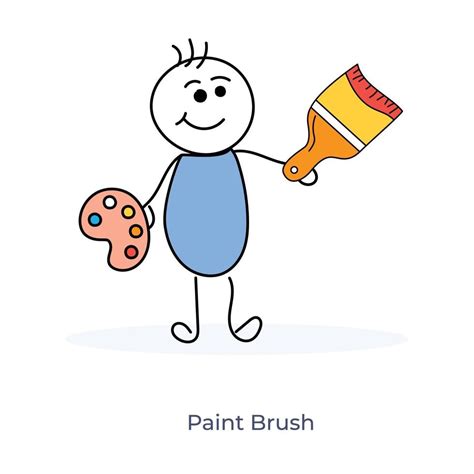 Cartoon Painter Holding Paintbrush And Painting Palette 2111999 Vector