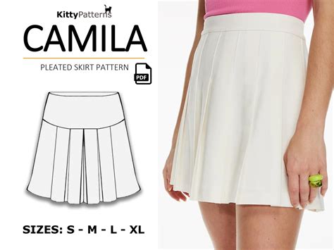 Camila Pleated Skirt Sewing Pattern In Pdf Smlxl Etsy