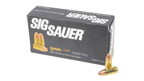 Sig Sauer 9mm 115gr Elite Ball FMJ Ammunition 50 Rd Box