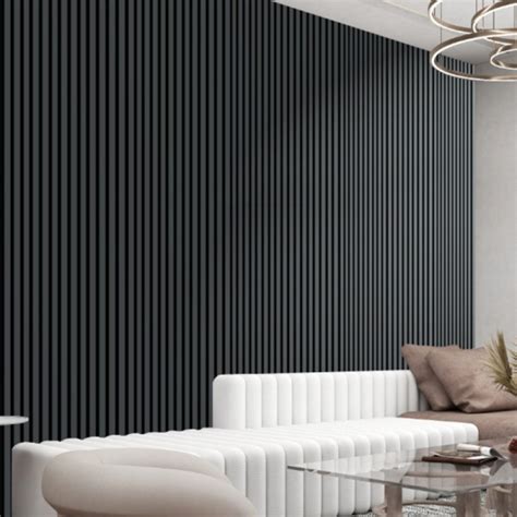 Oemodm Dark Black Pure Color Indoor Wpc Fluted Wall Paneldark Black