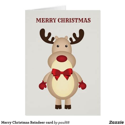 Merry Christmas Reindeer card | Zazzle | Reindeer card, Christmas ...