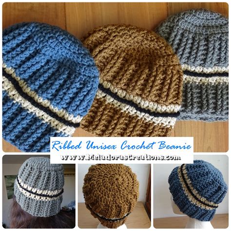 Ribbed Unisex Crochet Beanie Free Crochet Pattern Meladora S Creations