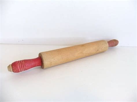 Wooden Rolling Pin Vintage Red Handles By Nimblesnook On Etsy 1400