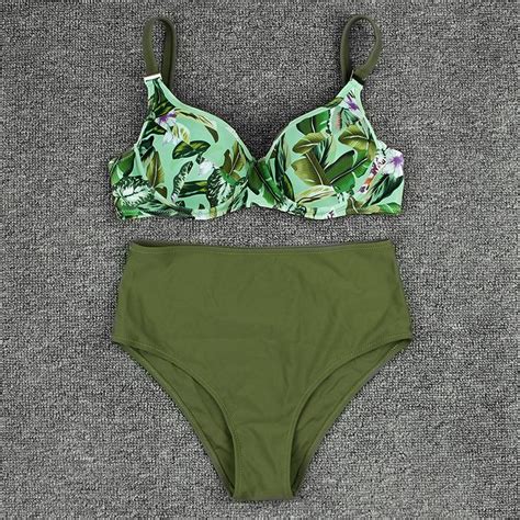 Buy High Waist Bikini Women Swimwear Push Up Swimsuit Print Bathing