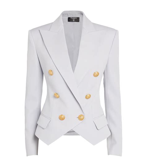 Womens Balmain Blue Wool Double Breasted Blazer Harrods UK