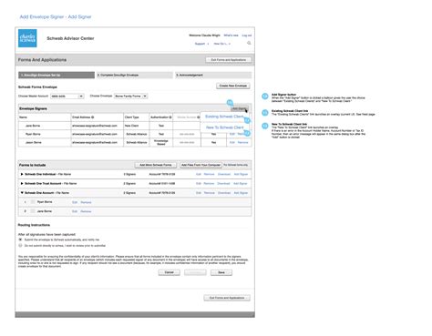 One Place for Many Forms and Multiple Signers – Charles Schwab – JPC UxD