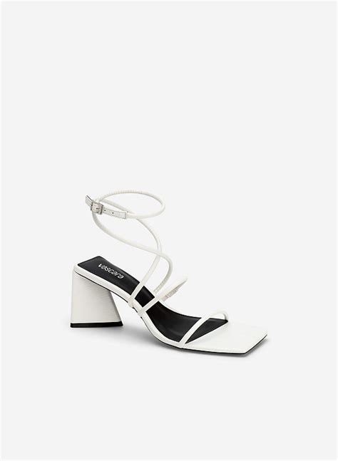 Lizard Effect Ankle Strap Block Heel Sandals Pum 0738 Black Vascara