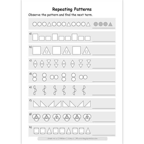 Class 1 Maths Patterns Activity Based Worksheets Key2practice