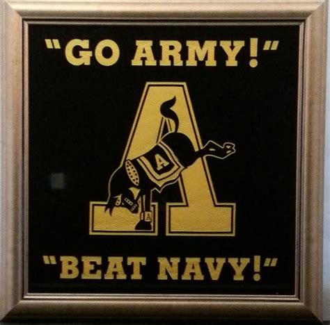 Go Army! Beat Navy! With logo and kicking mule. Genuine granite 12"x12 ...