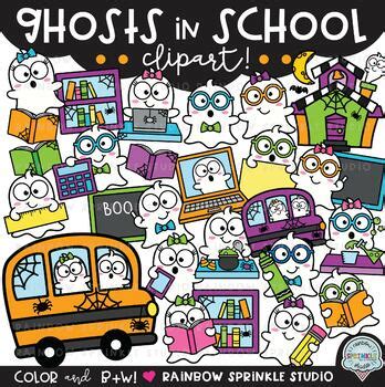 Ghosts In School Clipart By Rainbow Sprinkle Studio Sasha Mitten