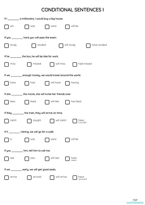 Conditional Sentences I Interactive Worksheet Topworksheets