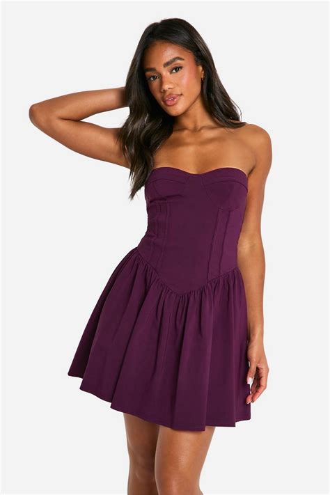 Bengaline Corset Skater Dress Boohoo Uk