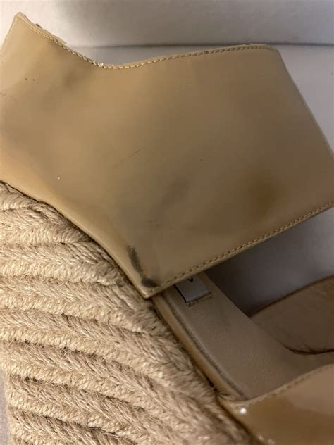 JIMMY CHOO Nude Patent Leather Patriot Wedge Espadril Gem