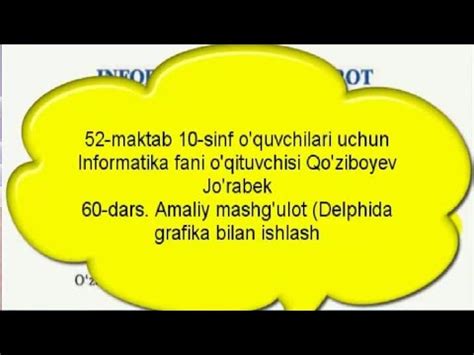 Informatika 10 Sinf 60 Dars 1 Misol YouTube