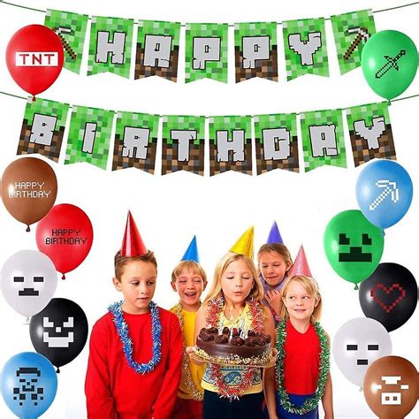 Minecraft Birthday Decorations Gaming Theme Party Supplies Including