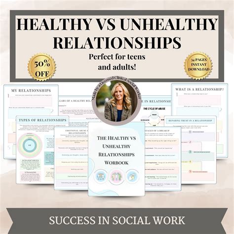 Healthy Vs Unhealthy Relationships Workbook, Teen Therapy Worksheets