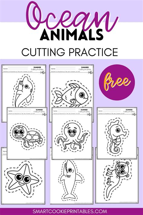 Free Printable Sea Animals Cutting Practice Smart Cookie Printables