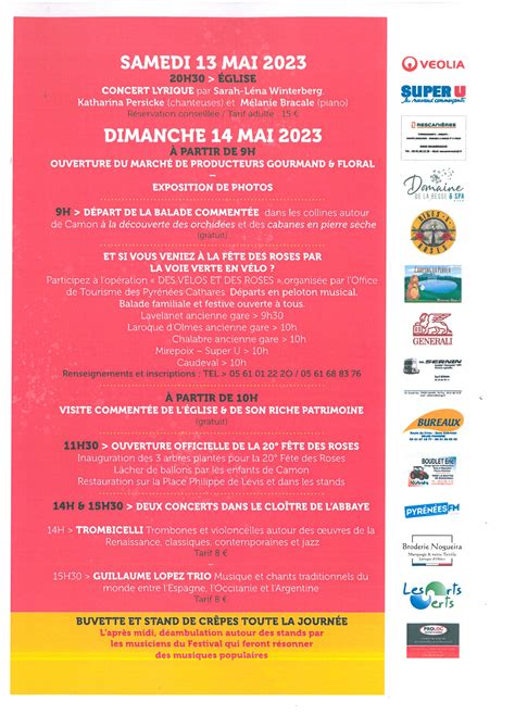 PROGRAMME 20 édition de la Fête des Roses le 14 mai 2023