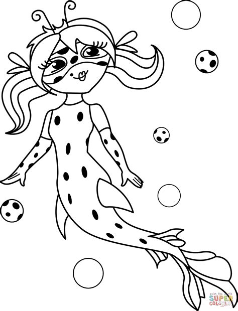 Ladybug Mermaid coloring page | Free Printable Coloring Pages