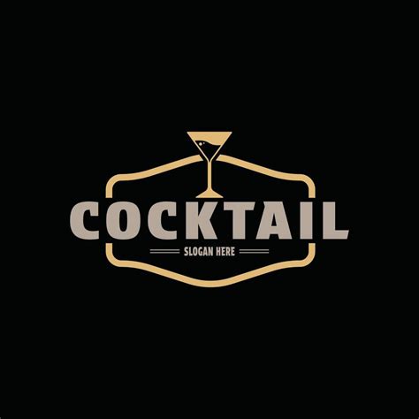 Cocktail Glass Logo Design Vintage Retro Style Vector Art At