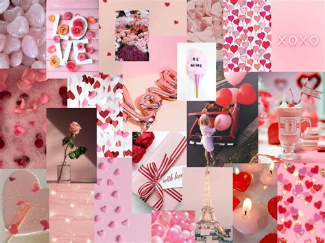 Pink Valentines Day Aesthetic Collage Kit Pink Valentine Theme Photo