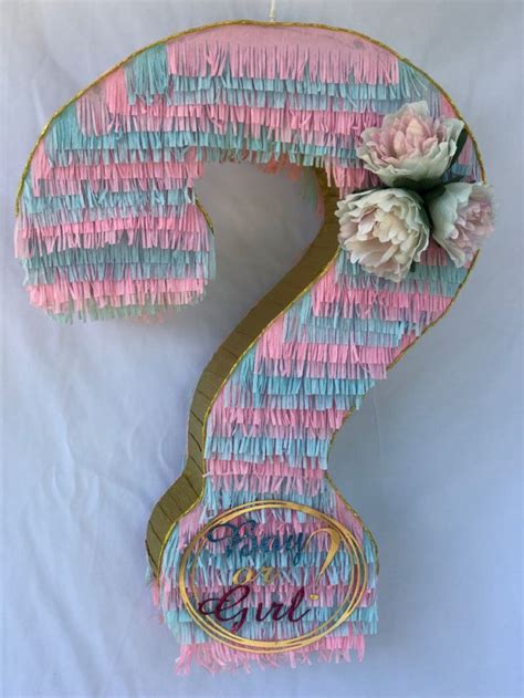 Gender Reveal Question Mark Piñata Blue Pink and Gold Etsy in 2024