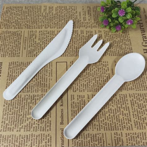 Biodegradable Compostable Sugarcane Bagasse Fiber Pulp Fork Knife Spoon