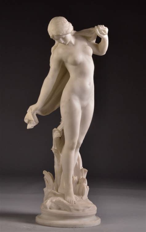 Proantic Mathurin Moreau Large Carrara Marble Nude Sculp