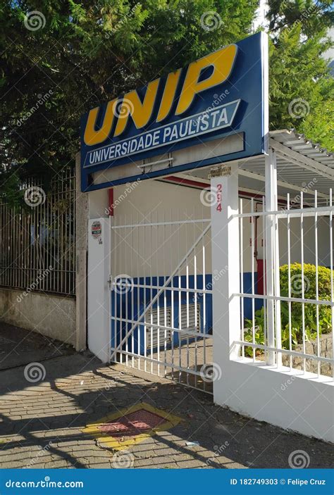 Unip - Universidade Paulista - Entrance of UNIP University. Universidade Paulista in Sao Paulo. Front ...