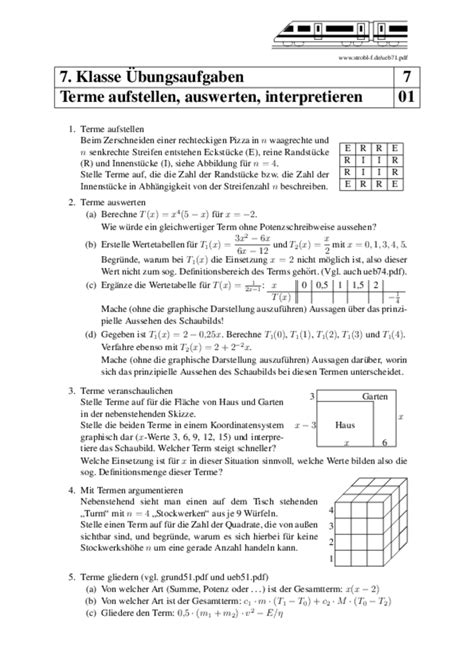 Matheübungen Und Matheaufgaben 7 Klasse Mit Lösungen