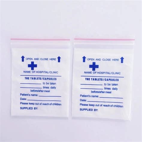 Medical Plastic Bag Medicine Dispensing Envelope Drug Envelope Zip