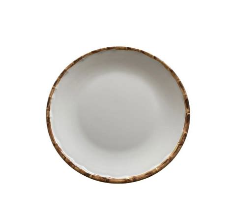 Jogo Pratos De Lou A Raso Branco E Bambu Em Ceramica Scalla Linha