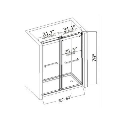 Exbrite 60 W X 76 H Sliding Frameless Shower Door In Matte Black With