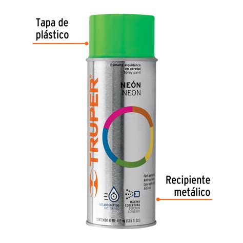 Pintura en aerosol verde neón bote tradicional 400 ml Neón 102850