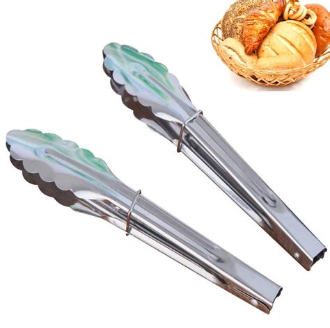 Stainless Steel Salad Tongs Bbq Kitchen Cooking Food Serving Utensil